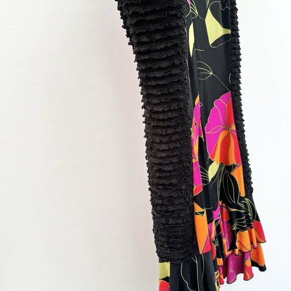 Joseph Ribkoff Dress Colourful Floral Fully Lined Ruffled sz 10 - Picture 3 of 16